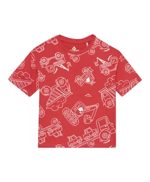 Cheekee Munkee All Over Construction Vehicle Graphic T-shirt - Red