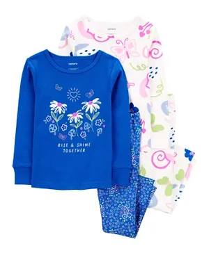 Carter's 2-Pack, 4-Piece Blue Floral Print Pajama Set - Multicolor