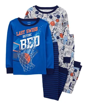 Carter's 2-Pack, 4-Piece Blue Basketball 'Swish' Pajama Set - Multicolor