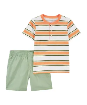 Carter's - Toddler Boy 2-Piece Henley and Shorts Outfit Set - Orange