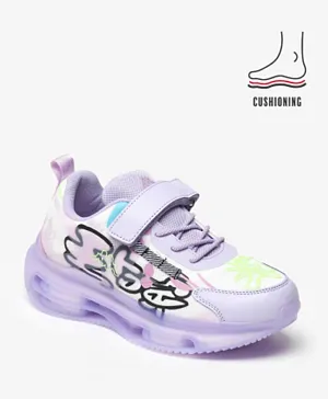 Kappa - Girls' Printed Sports Shoes with Hook and Loop Closure - Purple