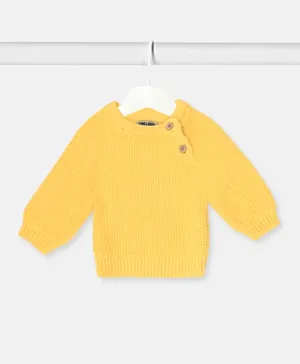 Finelook - Boys Solid Knitted Crew Neck Sweater - Yellow