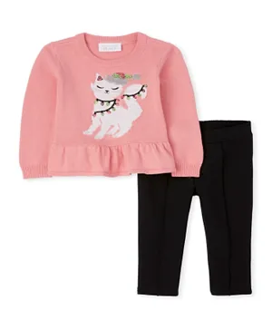 The Children's Place Cat Sweater & Pants Set - Sachet Pink