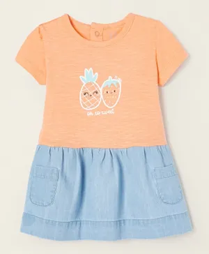 Zippy Pineapple & Strawberry Graphic Cotton Dress - Orange