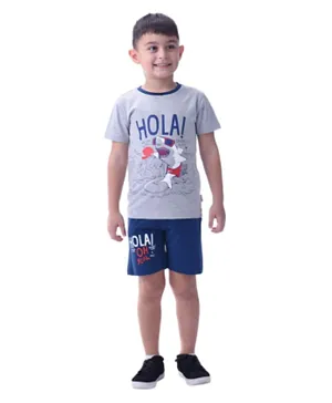 Victor and Jane -  Boys 2-Piece Set With Short Sleeve T-Shirt & Shorts - Grey & Navy