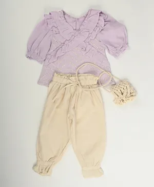 Finelook - Girl's Top & Pants Set - Purple