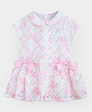 R&B Kids - AOP Embroidered Mesh Dress -Pink