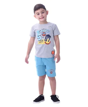 Victor and Jane Boys 2-Piece Set With Short Sleeve T-Shirt & Shorts - Grey