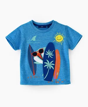 Jam Sunny Day Ribbed Neckline T-Shirt - Blue