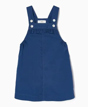 Zippy Frill Details Pinafore Dress - Dark Blue