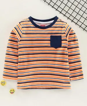 Babyhug - Full Sleeves Cotton Striped Sweatshirt - Navy Yellow