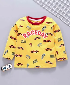 Babyhug - Full Sleeves Sweatshirt Racing Cars  Print - Yellow