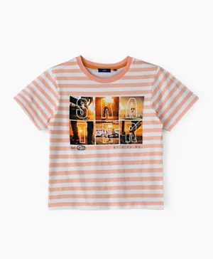 Jam Skater All Over Striped T-Shirt - Peach