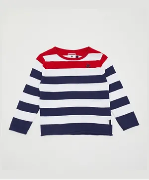 Beverly Hills Polo Club Striped Sweater - Red & Navy