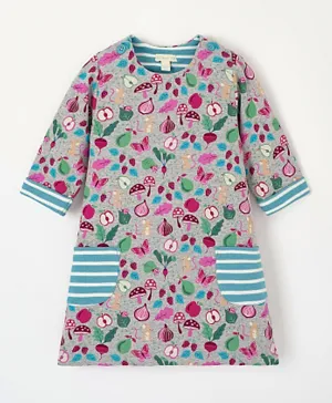 فستان جوجو مامان بيبي بخط A ونقشة الخضار والفأر - متعدد الألوان