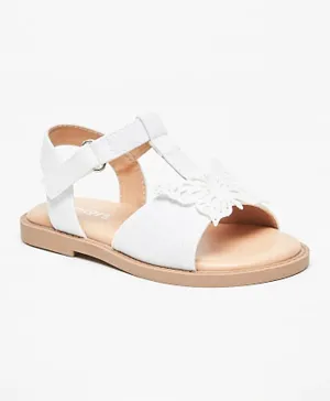 Juniors - Butterfly Detail Sandals With Hook And Loop Closure - White