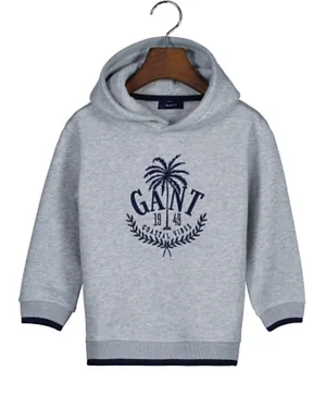Gant Embroidered Palm Hoodie - Grey
