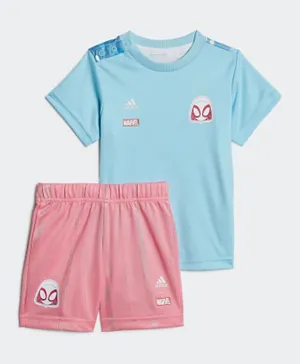 adidas Marvel Ghost Spider Summer Tee with Shorts Set - Blue