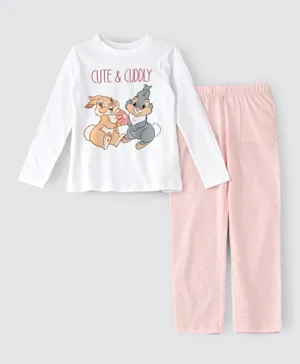Disney - Bambi and Thumper Pajama Set - White & Pink