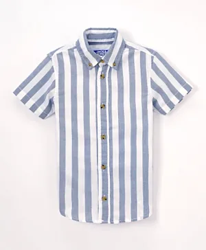 جاك آند جونز جونيور - قميص بأكمام قصيرة مخطط  - أزرق