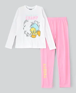 UrbanHaul X Looney Tunes Pyjama Set - White & Pink