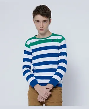 Beverly Hills Polo Club Striped Sweater - Green & Navy