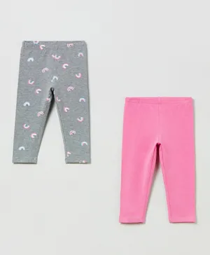 OVS 2 Pack Stretchable Leggings - Pink & Grey