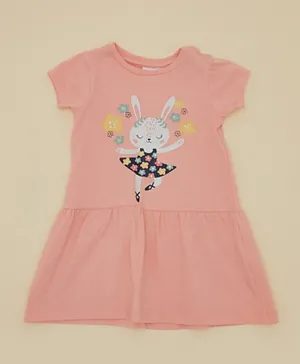 R&B Kids - Dancing Bunny Jersey Dress - Pink