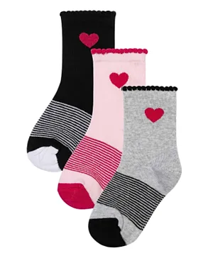 مينوتي جوارب محبوكة بتصميم قلوب للفتيات  - عبوة من 3 أزواج متعددة الألوان