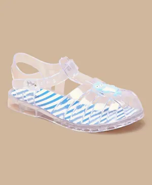 Oaklan By Shoexpress - Dolphin Applique Transparent Buckle Sandals - White