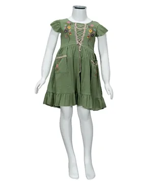 Finelook - Girl Embroidered Dress - Green