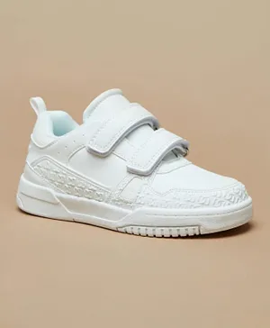 Mister Duchini Textured Sneakers with Hook and Loop Closure - White