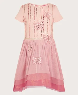 مونسون تشيلدرن - فستان مزين بتفاصيل رائعة - وردي