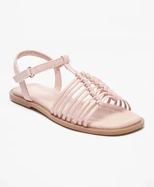 Little Missy - Strappy Sandals with Hook and Loop Closure - Pink