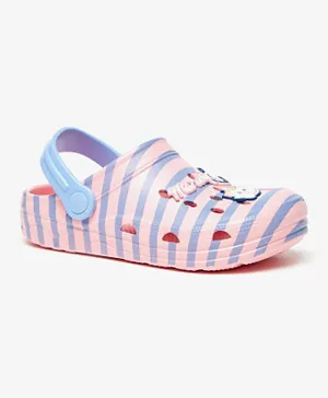 Disney - Marie Applique Detail Striped Clogs - Pink