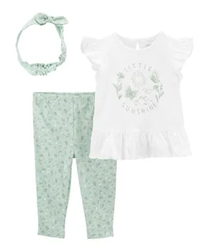 Carter's Little Sunshine Top and Pant Set with Headband - Mint White