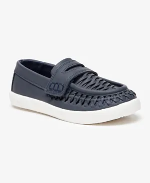 Juniors - Textured Slip-On Moccasin Shoes - Navy
