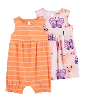 Carter's 3 Piece Sleeveless Dress with Bloomer & Romper - Multicolor