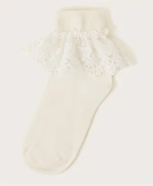 Monsoon Children Heart Lace Knitted Socks - Ivory