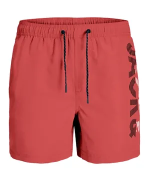 Jack & Jones Junior Elastic Waist Swim Shorts - Red