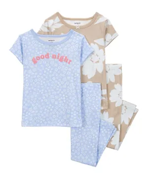 Carter's - Floral Printed Pajama Sets (4 Pcs) - Blue/Khaki