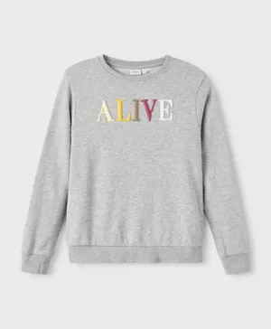 Name It Positive Vibes Sweatshirt - Grey Melange