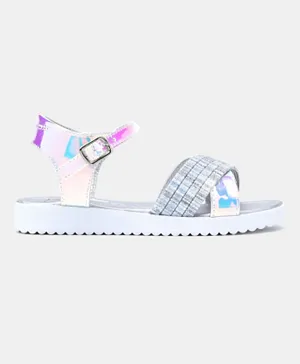 Neon Synthetic Sandal - Silver