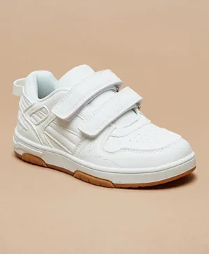 Mister Duchini Panelled Sneakers with Hook and Loop Closure - White