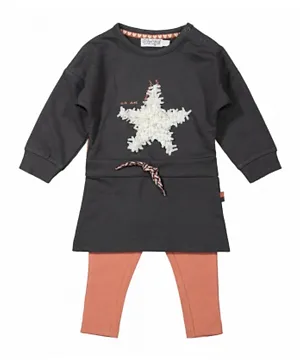 ديركجي - فستان بدلة أطفال مع بنطال ضيق  - قطعتين - رمادي