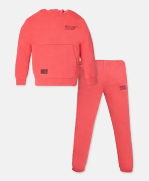 Finelook - Boys Printed Hoodie Sweatshirt with Trouser Set - Red