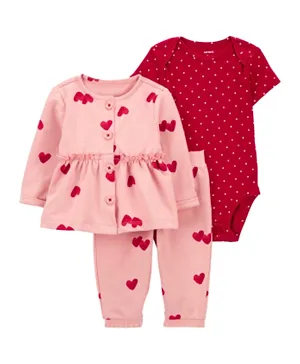 Carter's 3-Piece Hearts Little Cardigan Set - Pink