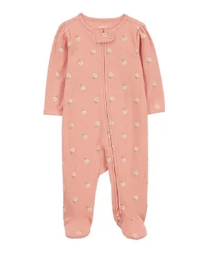 Carter's - Floral 2-Way Zip Cotton Sleep & Play Suit- Pink