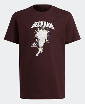 adidas Beckham Graphic Football T-Shirt - Shadow Maroon