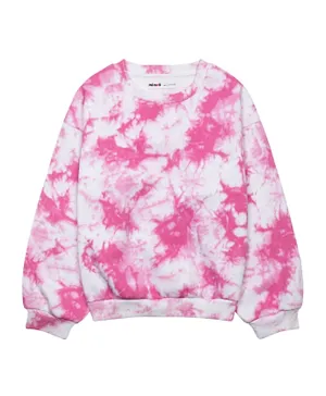 Minoti Girls Basic Pullover - Tie Dye Pink and White